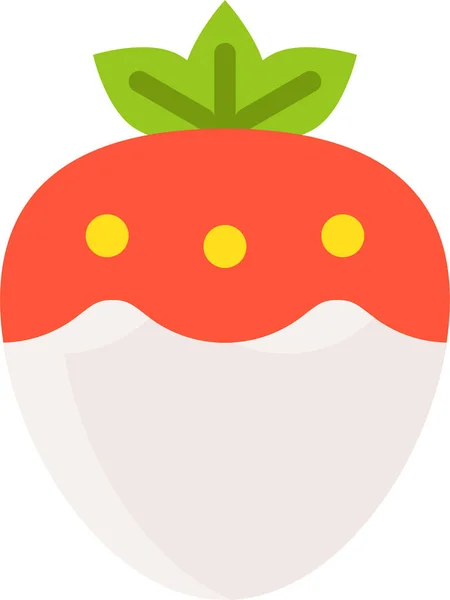 Dessert Food Strawberry Icon Flat Style — Vetor de Stock