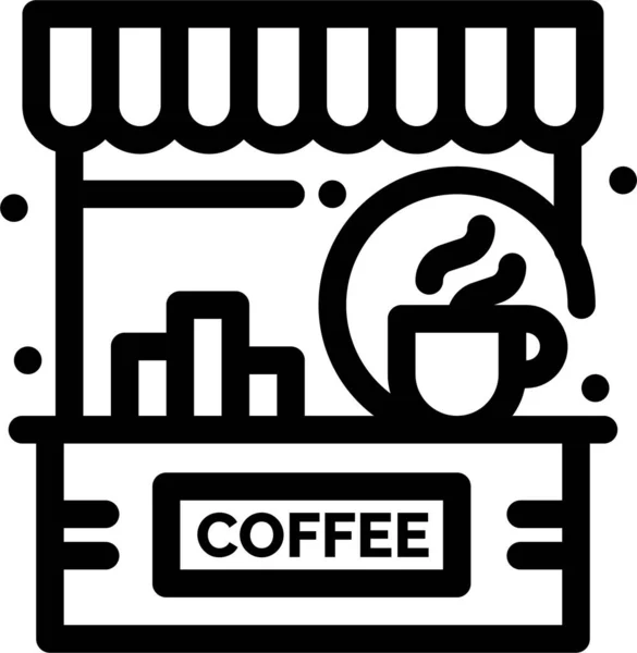 Bar Café Icono Café Estilo Del Esquema — Vector de stock