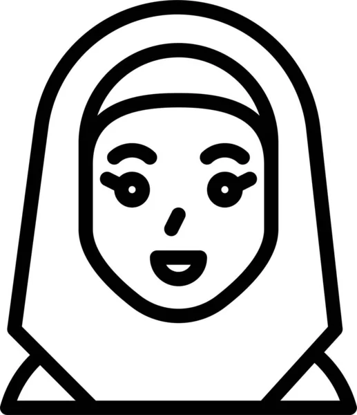 Avatar Female Hijab Icon Outline Style — Stock Vector