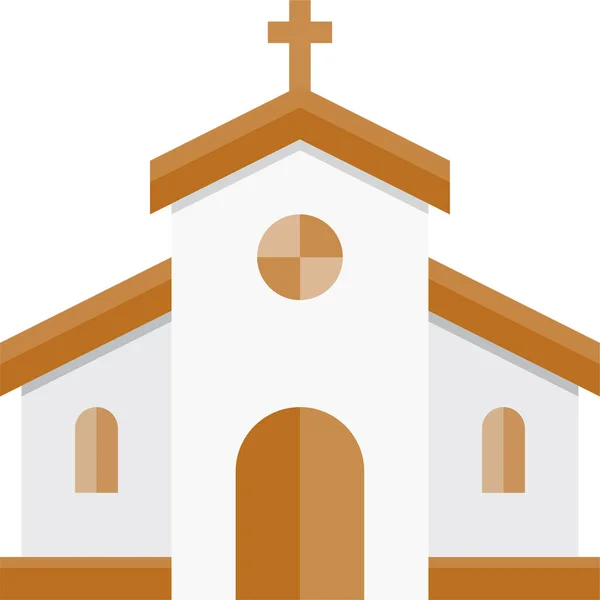 Düz Stil Mimari Yapı Kilise Simgesi — Stok Vektör