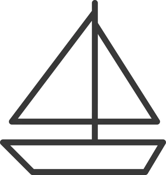 Boot Segelboot Meer Ikone Umriss Stil — Stockvektor