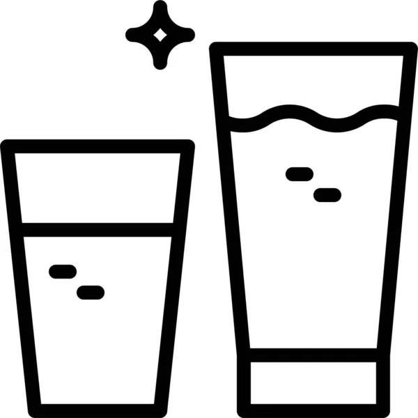 Glas Ikone Umriss Stil Trinken — Stockvektor