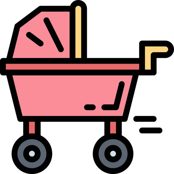 Baby Buggy Pushchair Icon Filledoutline Style — Vetor de Stock