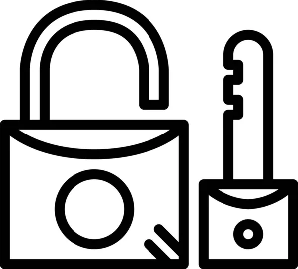 Llave Candado Icono Privacidad Estilo Esquema — Vector de stock