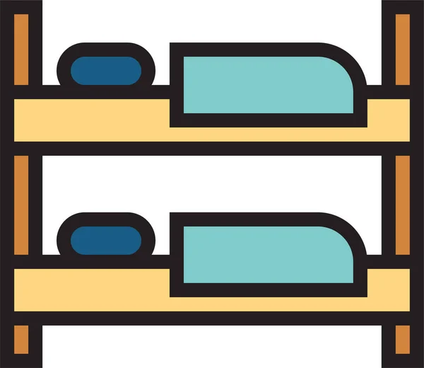 Bett Schlafzimmer Betten Icon Filledoutline Style — Stockvektor