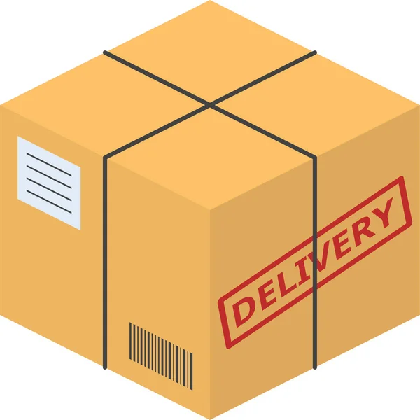 Ikon Paket Pengiriman Kotak Dalam Gaya Datar - Stok Vektor
