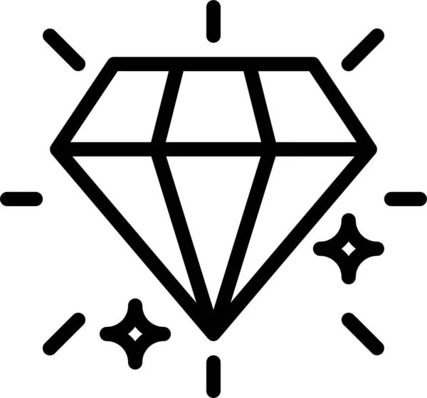 Diament Biżuteria Luksusowy Ikona Stylu Konturu — Wektor stockowy