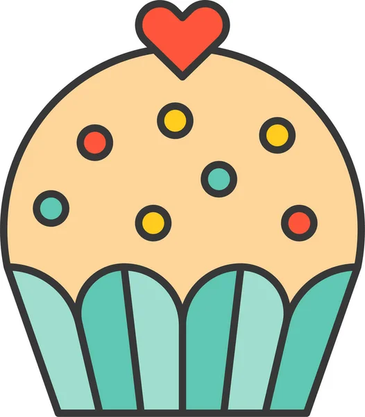 Bakkerij Taart Cupcake Icoon Filedoutline Stijl — Stockvector