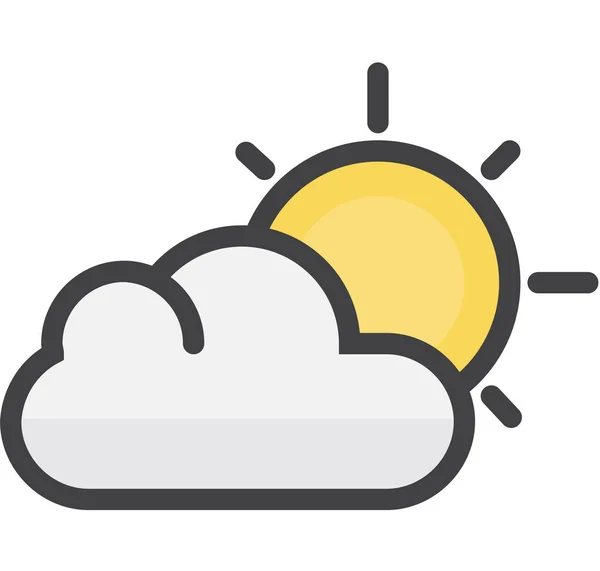 Clouds Partly Sun Icon Filledoutline Style — Stock Vector