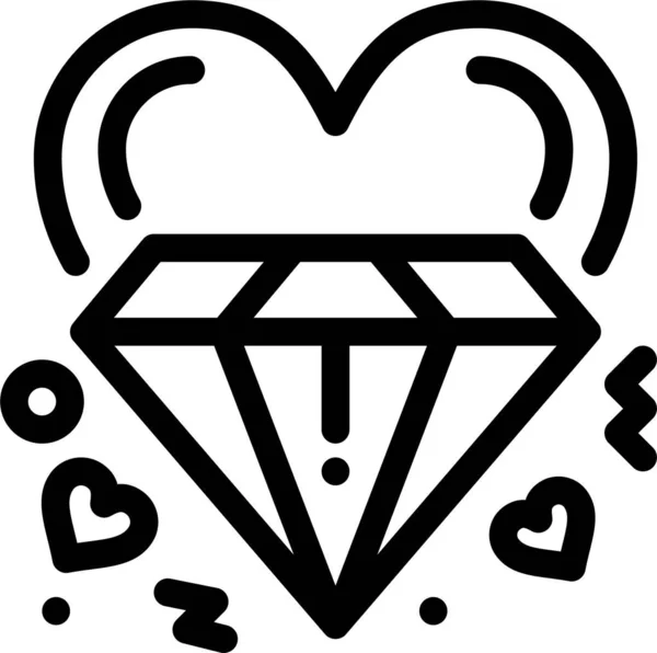 Diamante Cuore Amore Icona Nella Categoria Loveromance — Vettoriale Stock