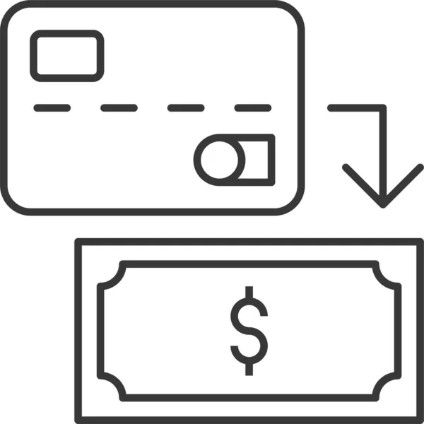 Bancomat Icona Della Carta Credito Stile Contante — Vettoriale Stock