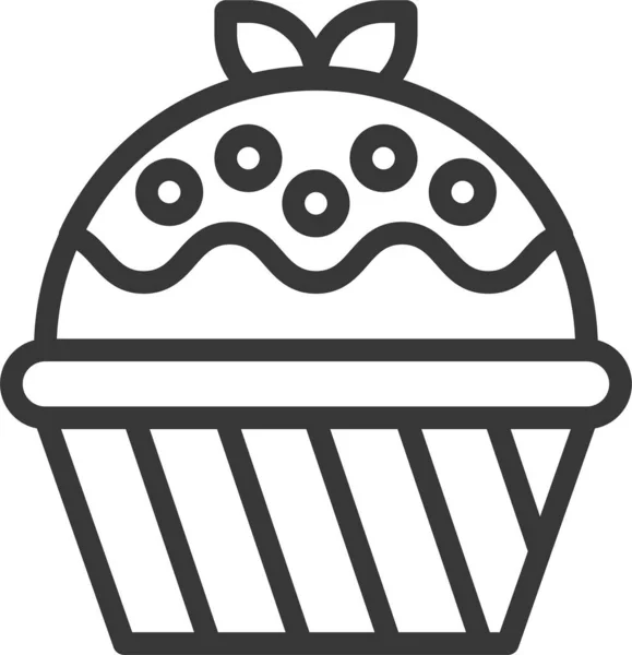 Backkuchen Cupcake Ikone Umriss Stil — Stockvektor