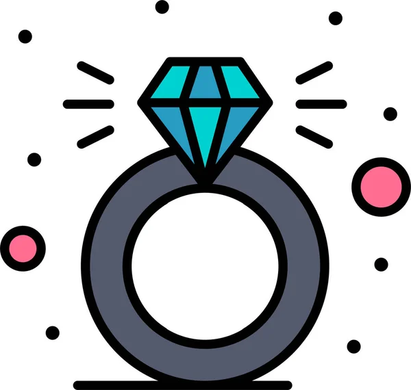 Diamant Präsentiertes Ring Symbol Filedoutline Stil — Stockvektor