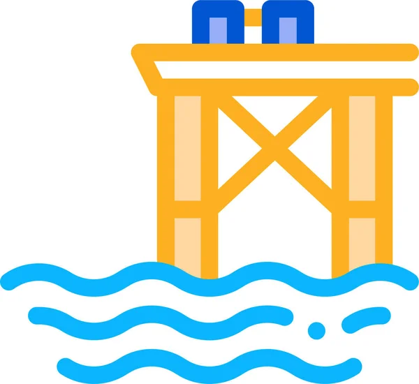 Oceano Icona Piattaforma Petrolifera — Vettoriale Stock