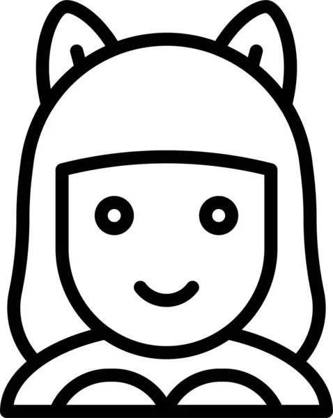 Catgirl Vrouwelijke Foxgirl Pictogram — Stockvector