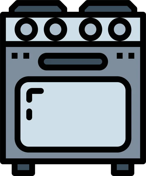 Koken Gas Keukengerei Pictogram Filedoutline Stijl — Stockvector