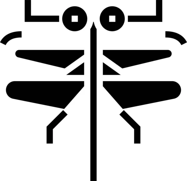 Ζώο Dragonfly Έντομο Εικονίδιο Στερεό Στυλ — Διανυσματικό Αρχείο