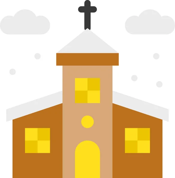 Architecture Building Christmas Icon Flat Style — Stock Vector