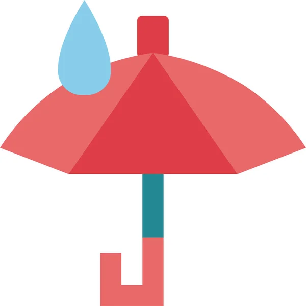 Protección Paraguas Lluvioso Icono Estilo Plano — Vector de stock