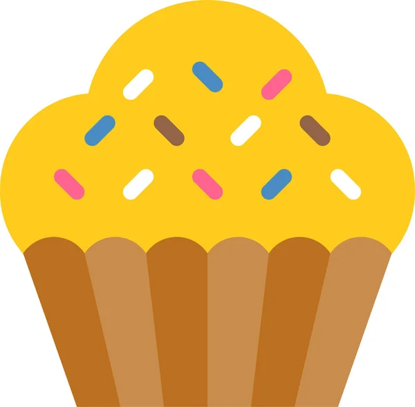 Panificação Bolo Cupcake Ícone Estilo Plano — Vetor de Stock