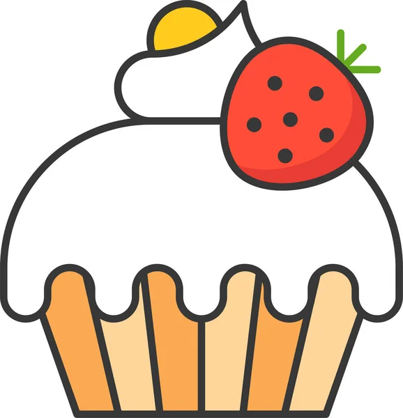 Bakkerij Taart Cupcake Icoon Filedoutline Stijl — Stockvector