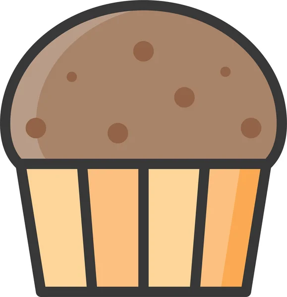 Cupcake Dessert Essen Symbol Filedoutline Stil — Stockvektor