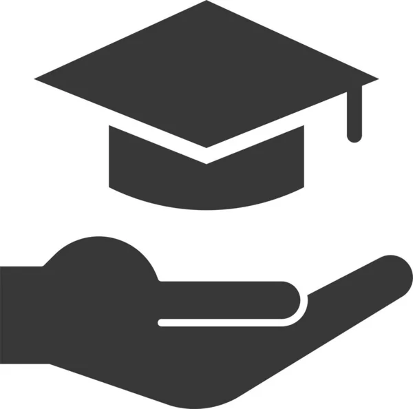 Aprendizagem Ícone Cap Graduação Educação Estilo Sólido — Vetor de Stock