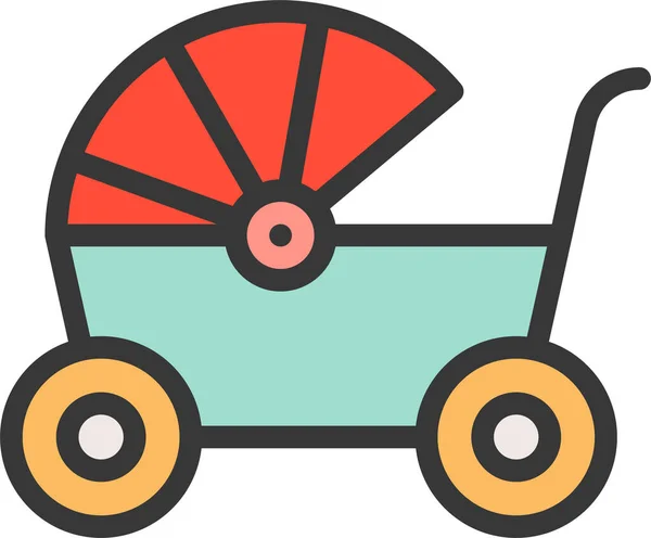 婴儿婴儿车图标在文件轮廓风格 — 图库矢量图片