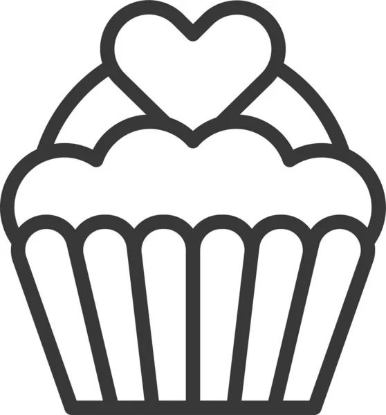 Panadería Pastel Cupcake Icono Estilo Esquema — Archivo Imágenes Vectoriales