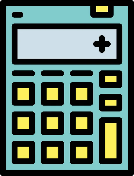 Berekening Rekenmachine Wiskunde Icoon Filedoutline Stijl — Stockvector