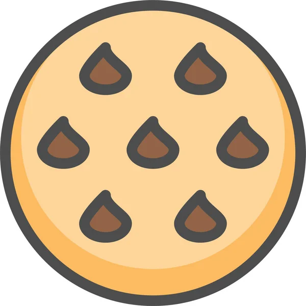 Иконка Шоколадного Печенья Шоколадной Крошкой Стиле Filledoutline — стоковый вектор