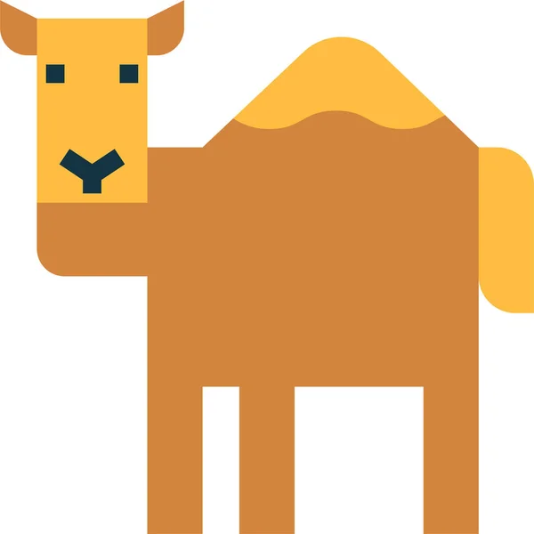 Animal Camello Desierto Icono Estilo Plano — Vector de stock