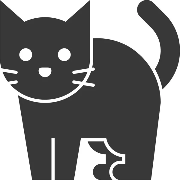 Animal Black Cat Cat Icon Solid Style — Stock Vector