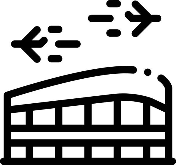 Icono Del Edificio Del Aeropuerto Aéreo Turismohotelshospitality Categoría — Vector de stock