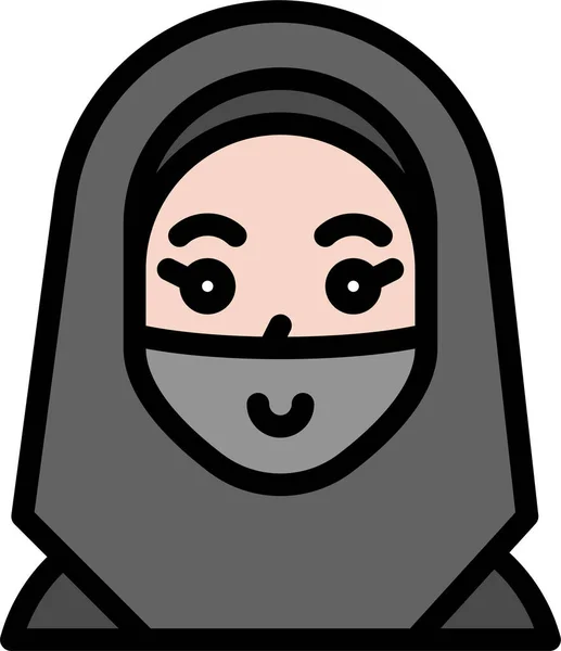 Avatar Voile Visage Icône Féminine Dans Style Filledoutline — Image vectorielle