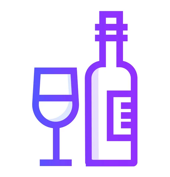 Vino Alcohol Celebración Icono Estilo Del Esquema — Archivo Imágenes Vectoriales