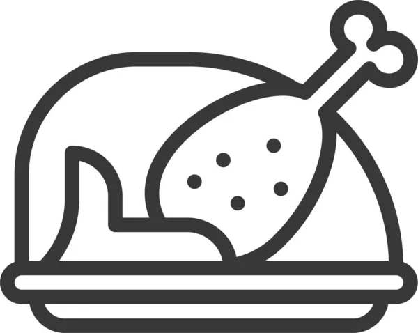 鸡食烤鸡肉图标轮廓风格 — 图库矢量图片