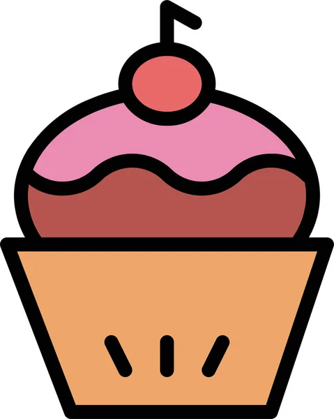 Icône Dessert Cupcake Boulangerie Dans Style Filledoutline — Image vectorielle