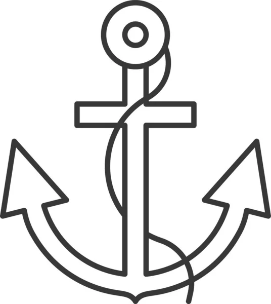 Якорная Морская Икона Стиле Очертаний — стоковый вектор