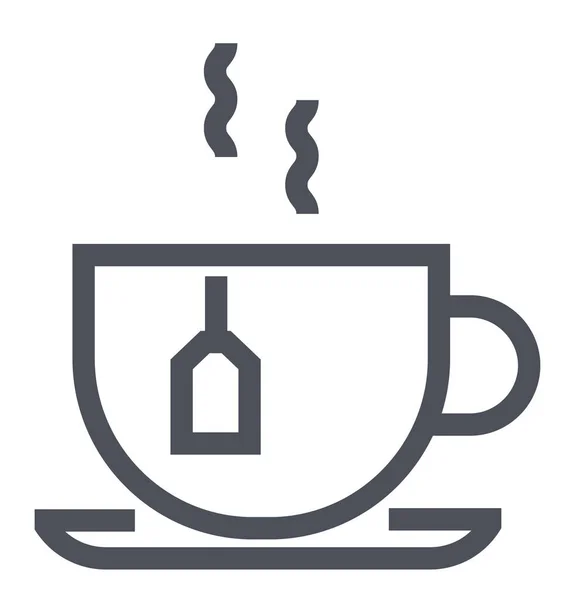 Hot Tea Cup Icoon Outline Stijl — Stockvector