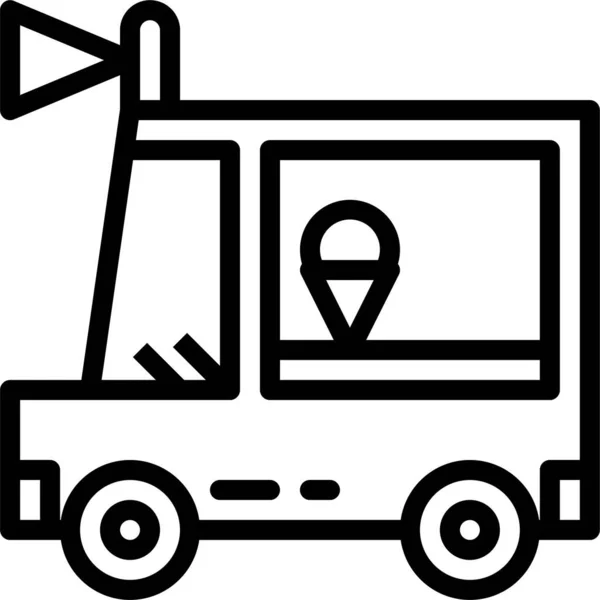 アイスクリーム専門店Van Icon Outline Style — ストックベクタ