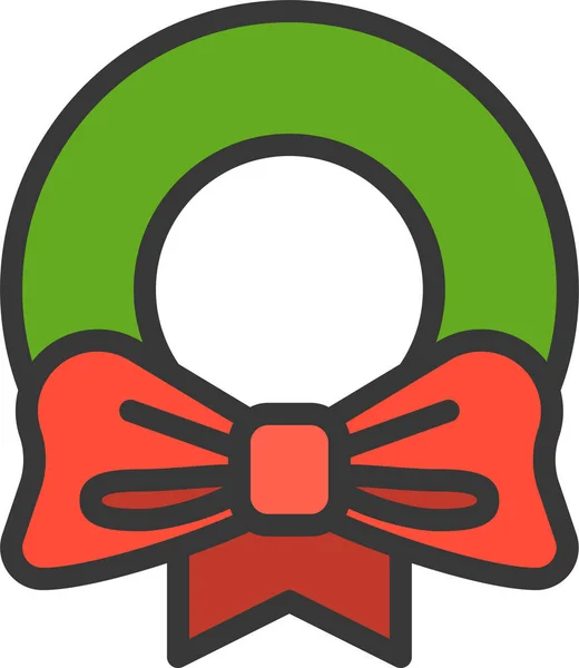 Icono Corona Adorno Navidad Estilo Filledoutline — Vector de stock