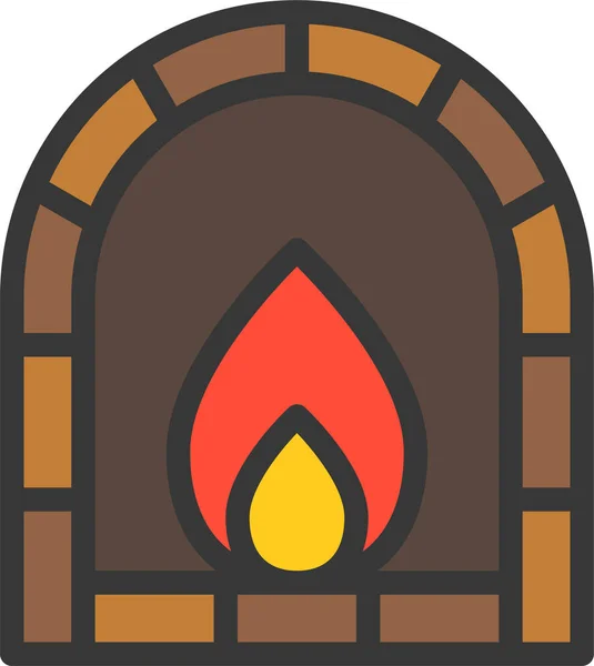 Bakery Brick Oven Fireplace Icon Filledoutline Style — Stock Vector