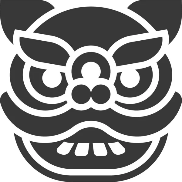 Chinese Cny Head Icon Solid Style — Stockvector