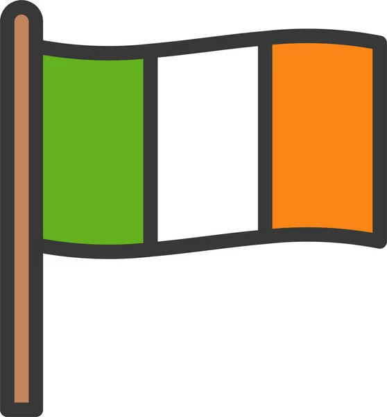 Flag Ireland Irish Icon Filledoutline Style — Stockvektor