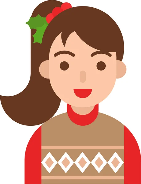 Avatar Christmas Human Icon Flachen Stil — Stockvektor