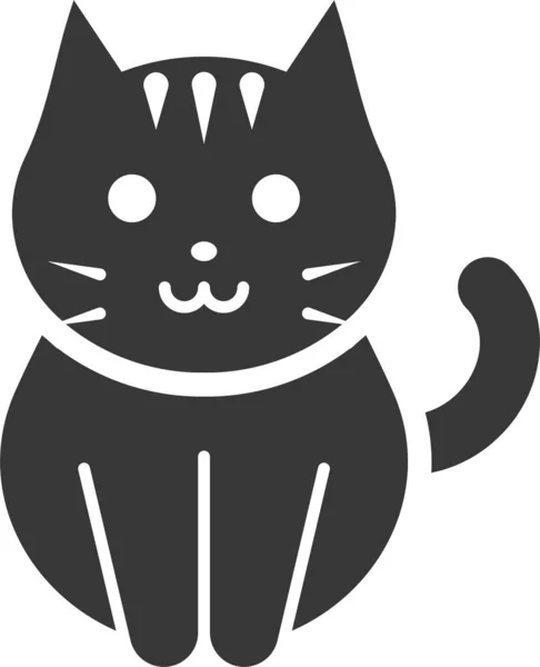 Abstract, black and white cat face icon/sticker. Isolated on white