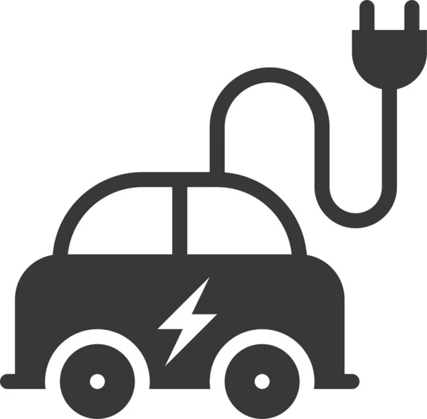 Ημέρα Οικολογίας Ηλεκτρικό Αυτοκίνητο Εικονίδιο Στερεό Στυλ — Διανυσματικό Αρχείο