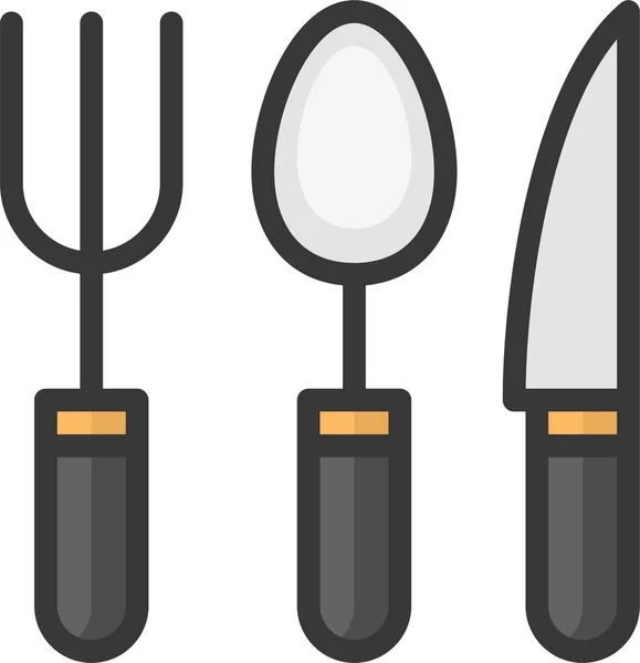 Çatal Mutfak Mutfak Gereçleri Simgesi Dosya Ana Hatları Biçiminde — Stok Vektör