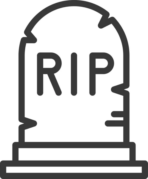 Cimetière Mort Halloween Icône Dans Style Contour — Image vectorielle